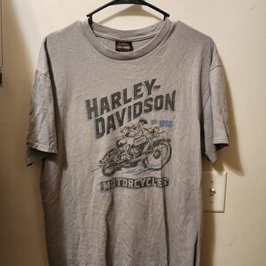 Harley-Davidson Gray Tee with Blue Accents